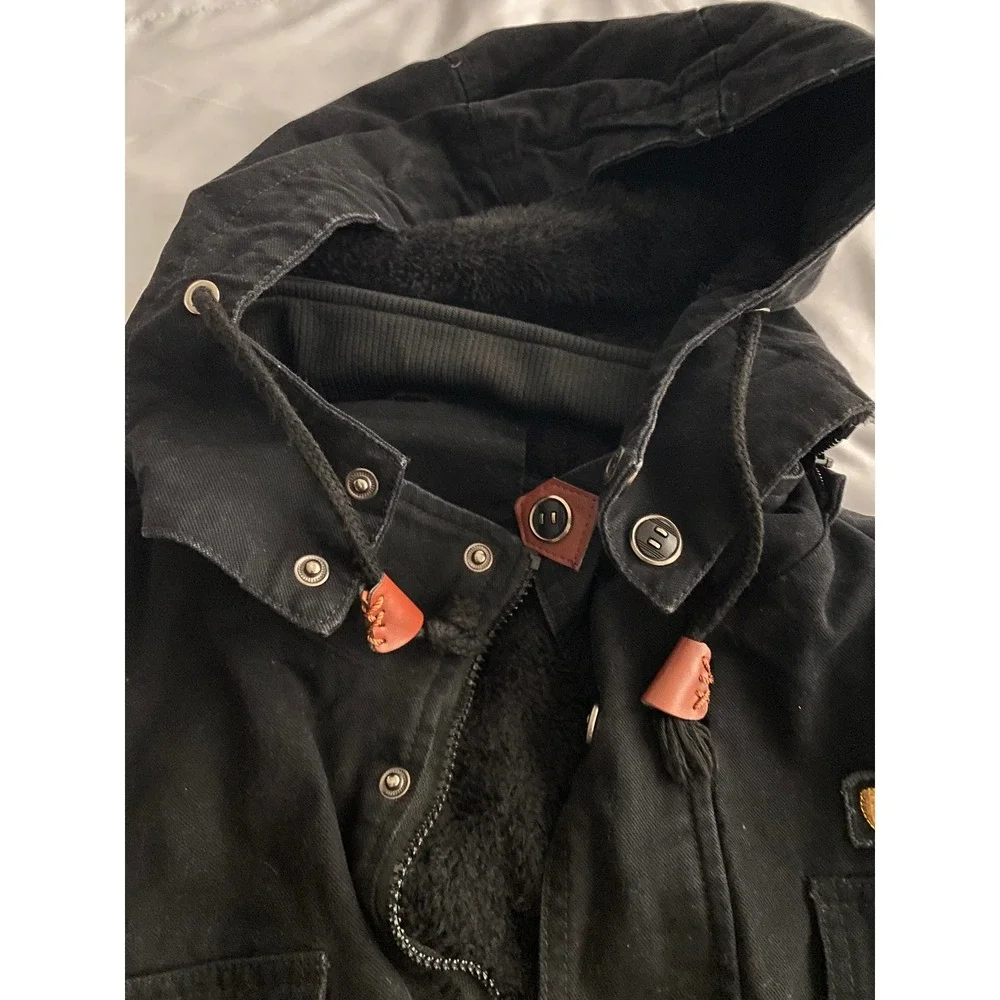 Now's Fashion Mens Utility Field Jacket GORPCORE Canvas Parka Size XL Black
